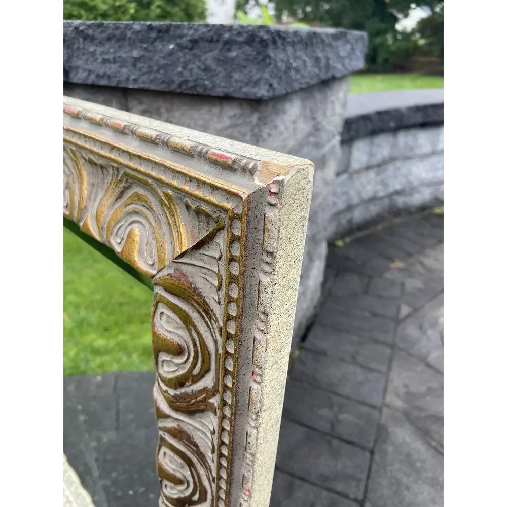 VTG The Bombay Company Rustic Gold Ornate Beveled Hanging Wall Mirror 34x28”